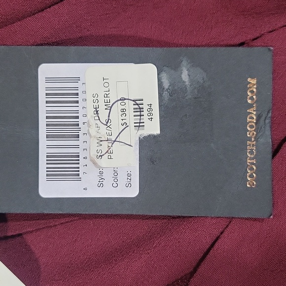 SCOTCH & SODA MAISON SCOTCH Merlot Maison Wrap Midi Dress w/ Necklace - Picture 5 of 16